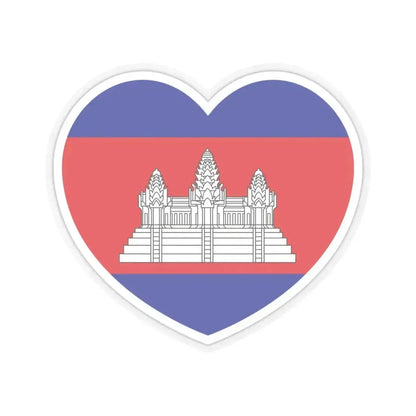 Heart Flag of Cambodia - STICKER Vinyl Kiss-Cut Decal 6 Inch Transparent - The Sticker Space