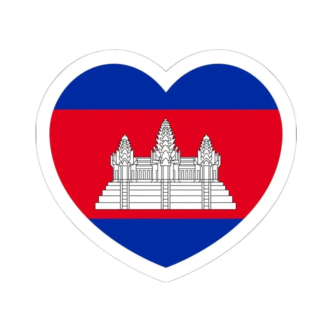 Heart Flag of Cambodia - STICKER Vinyl Kiss-Cut Decal 6 Inch White - The Sticker Space