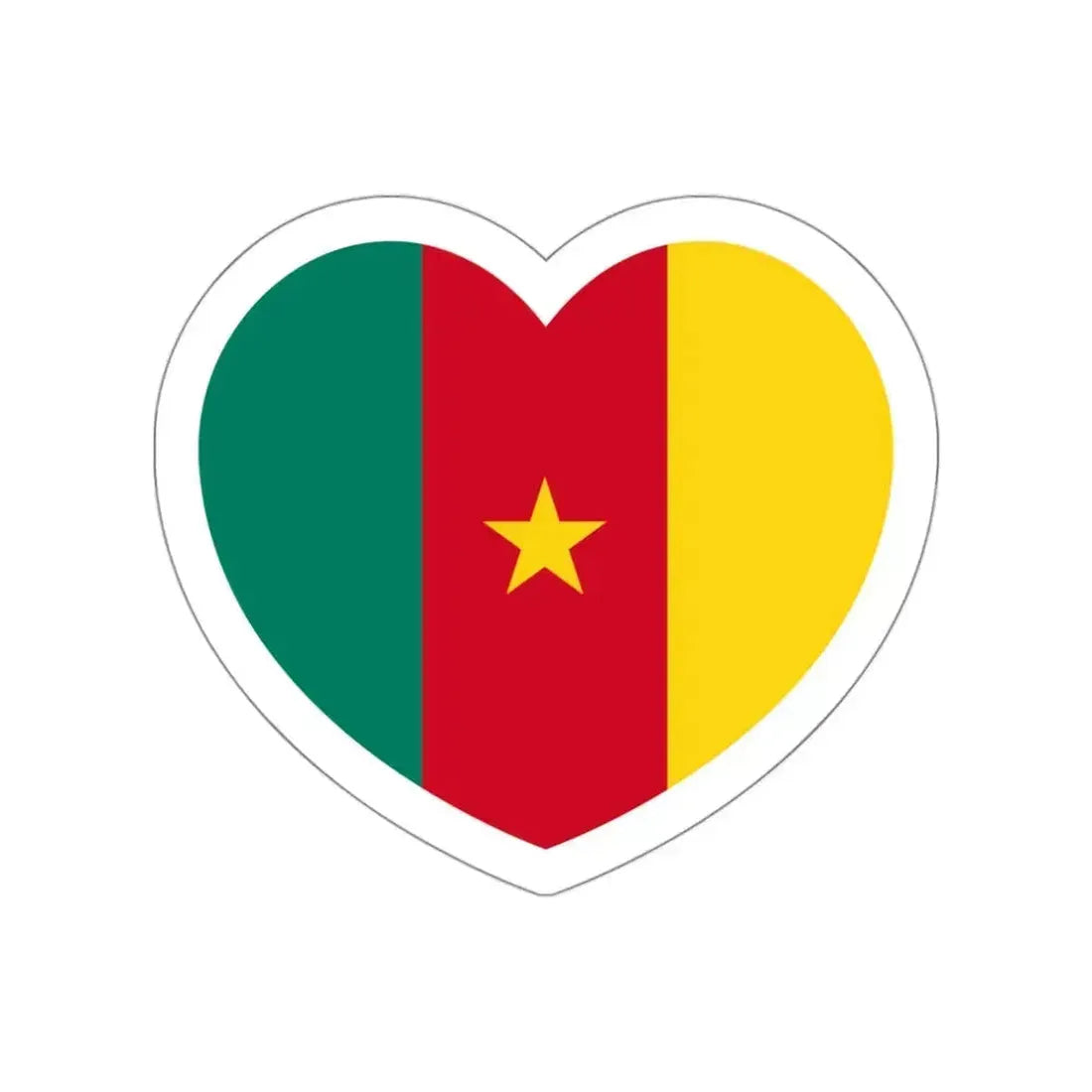 Heart Flag of Cameroon - STICKER Vinyl Die-Cut Decal White Die-Cut 3 Inch - The Sticker Space