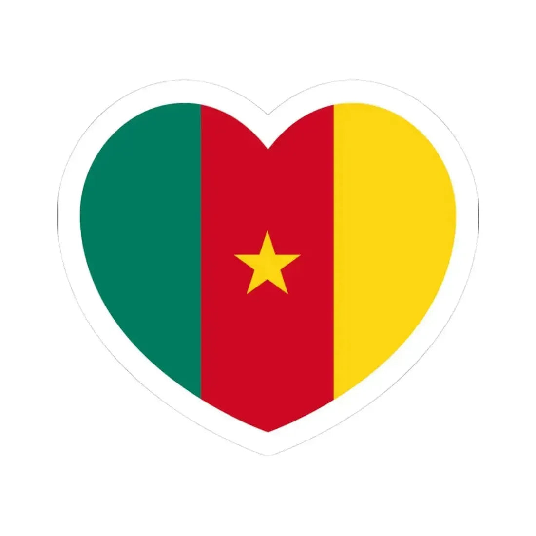 Heart Flag of Cameroon - STICKER Vinyl Kiss-Cut Decal 3 Inch White - The Sticker Space