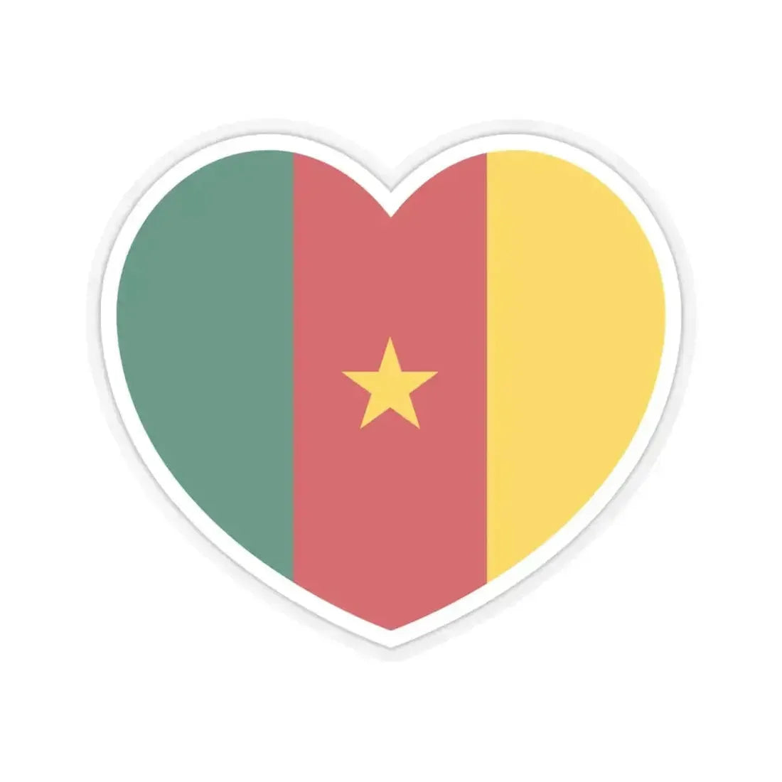 Heart Flag of Cameroon - STICKER Vinyl Kiss-Cut Decal 4 Inch Transparent - The Sticker Space