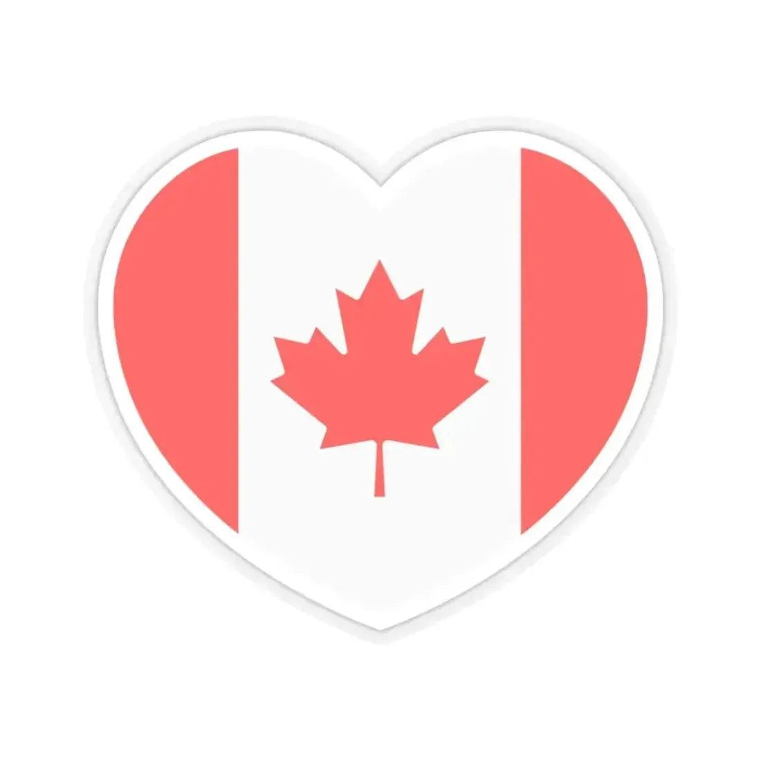 Heart Flag of Canada - STICKER Vinyl Kiss-Cut Decal 3 Inch Transparent - The Sticker Space