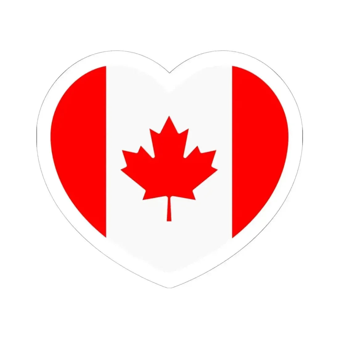 Heart Flag of Canada - STICKER Vinyl Kiss-Cut Decal 6 Inch White - The Sticker Space