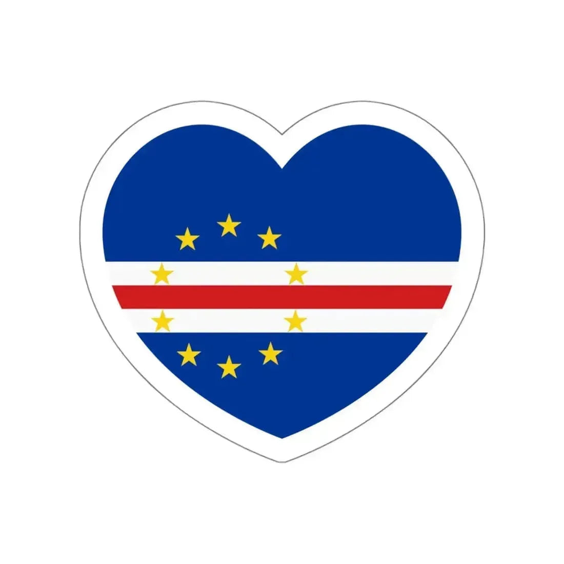 Heart Flag of Cape Verde - STICKER Vinyl Die-Cut Decal White Die-Cut 6 Inch - The Sticker Space
