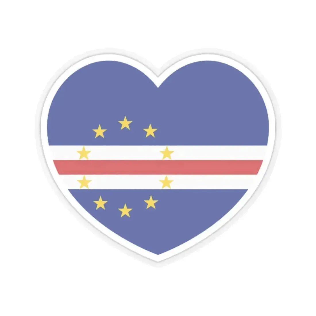 Heart Flag of Cape Verde - STICKER Vinyl Kiss-Cut Decal 2 Inch Transparent - The Sticker Space