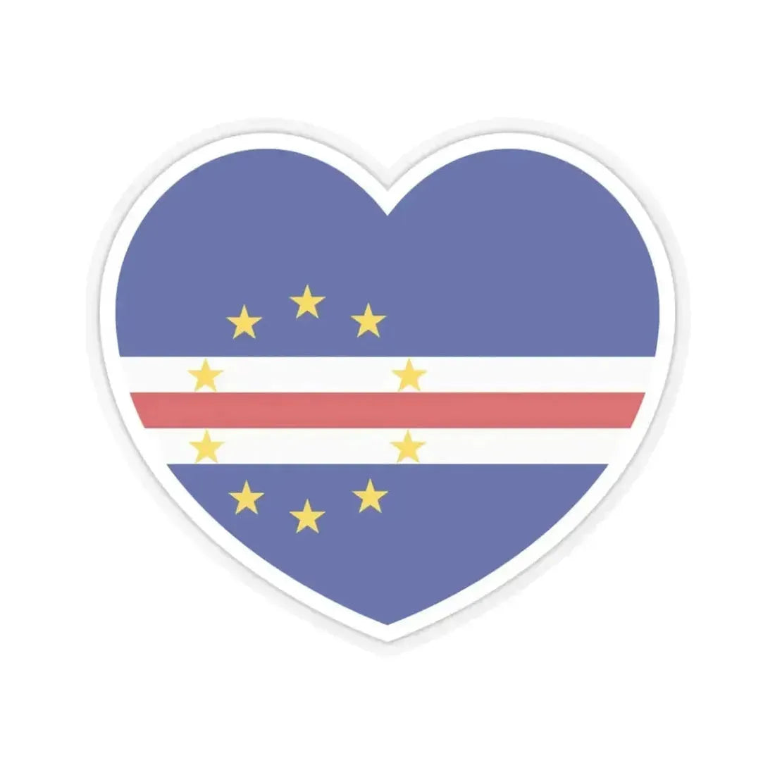 Heart Flag of Cape Verde - STICKER Vinyl Kiss-Cut Decal 3 Inch Transparent - The Sticker Space