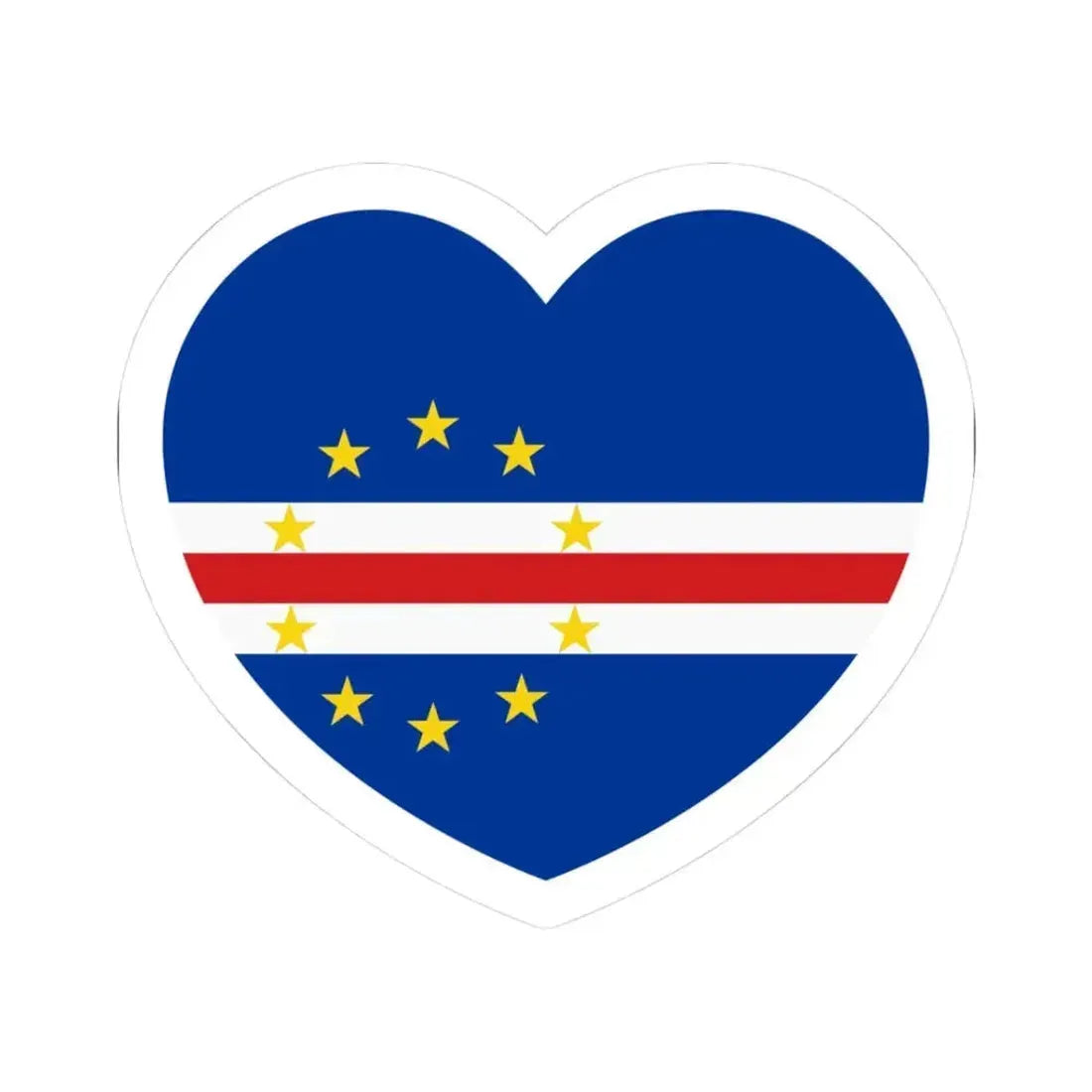 Heart Flag of Cape Verde - STICKER Vinyl Kiss-Cut Decal 3 Inch White - The Sticker Space