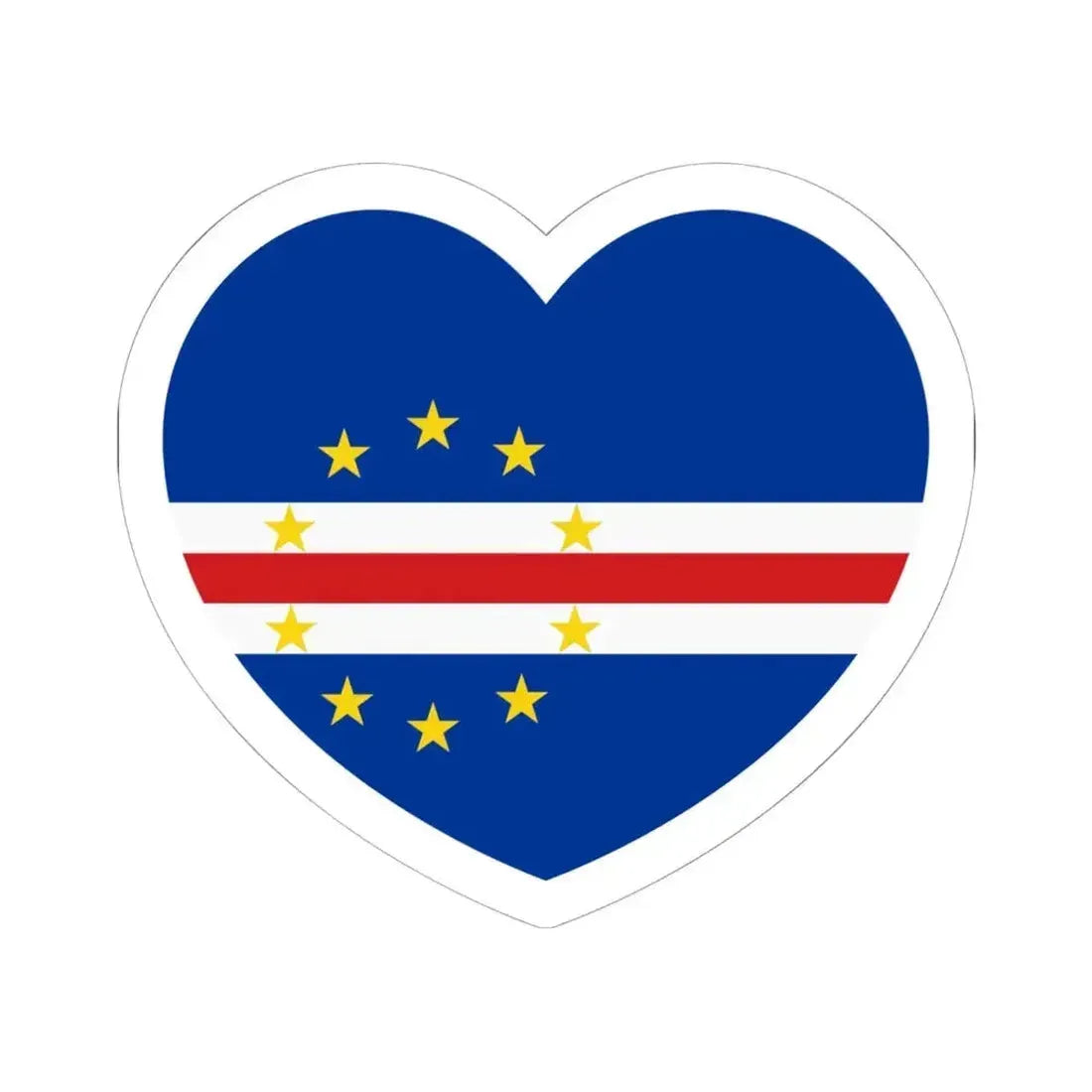 Heart Flag of Cape Verde - STICKER Vinyl Kiss-Cut Decal 6 Inch White - The Sticker Space