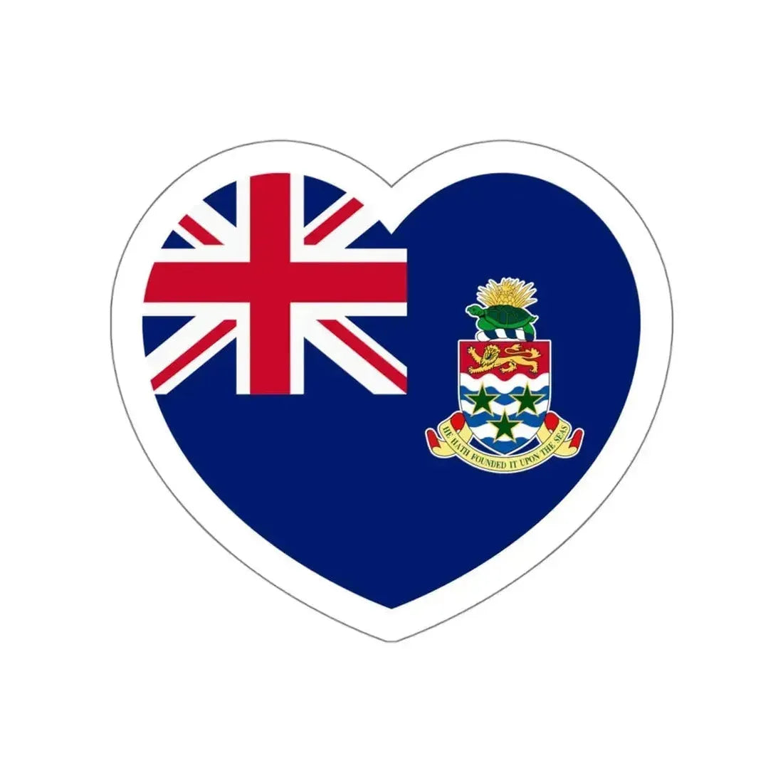 Heart Flag of Cayman Islands - STICKER Vinyl Die-Cut Decal White Die-Cut 4 Inch - The Sticker Space