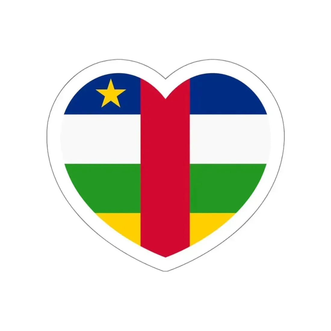 Heart Flag of Central African Republic - STICKER Vinyl Die-Cut Decal White Die-Cut 4 Inch - The Sticker Space