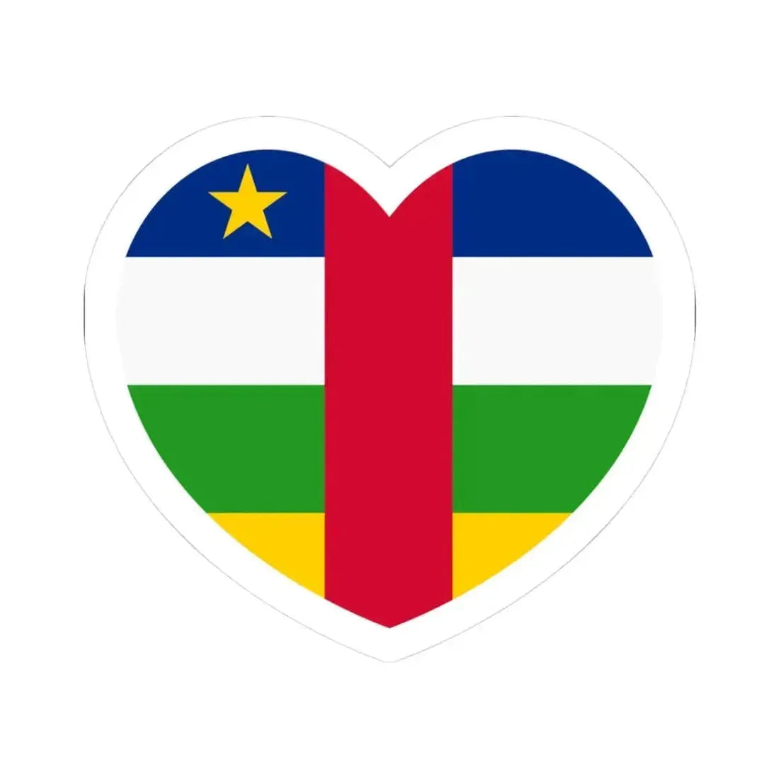 Heart Flag of Central African Republic - STICKER Vinyl Kiss-Cut Decal 3 Inch White - The Sticker Space