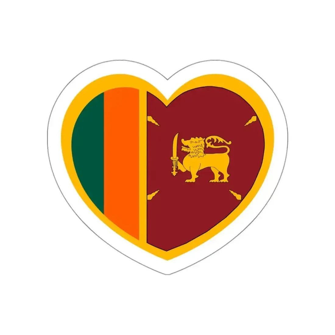 Heart Flag of Ceylon 1951-1972 - STICKER Vinyl Die-Cut Decal White Die-Cut 3 Inch - The Sticker Space