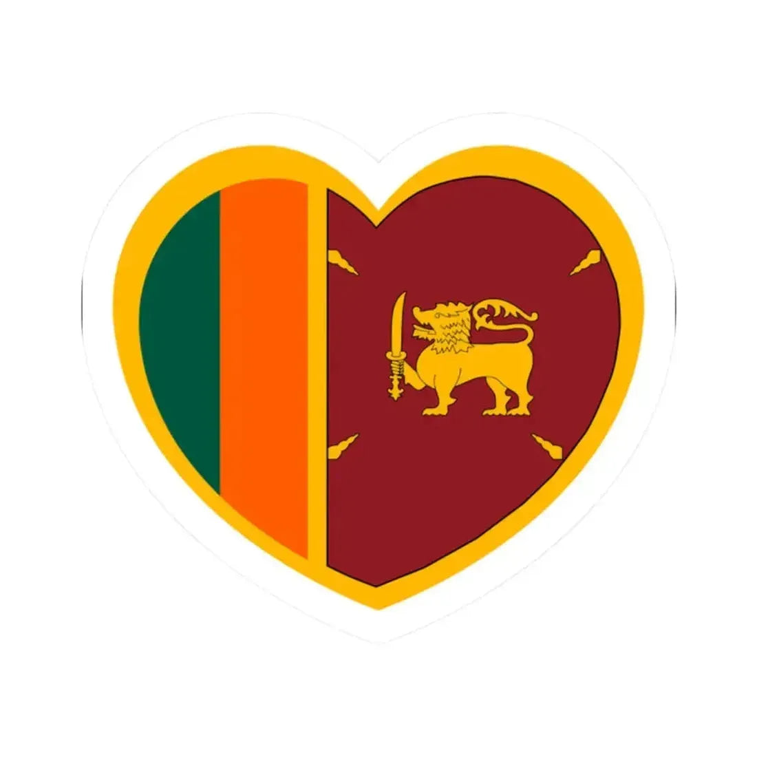 Heart Flag of Ceylon 1951-1972 - STICKER Vinyl Kiss-Cut Decal 2 Inch White - The Sticker Space