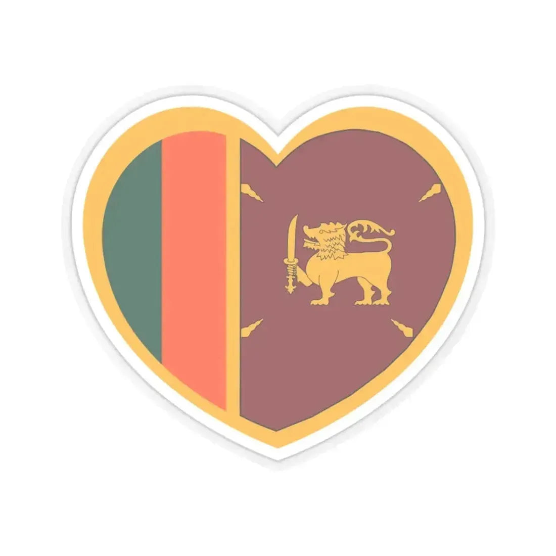 Heart Flag of Ceylon 1951-1972 - STICKER Vinyl Kiss-Cut Decal 3 Inch Transparent - The Sticker Space