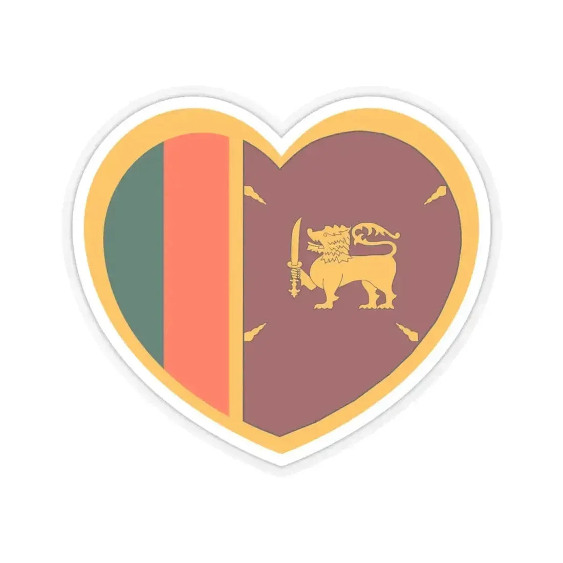 Heart Flag of Ceylon 1951-1972 - STICKER Vinyl Kiss-Cut Decal 4 Inch Transparent - The Sticker Space