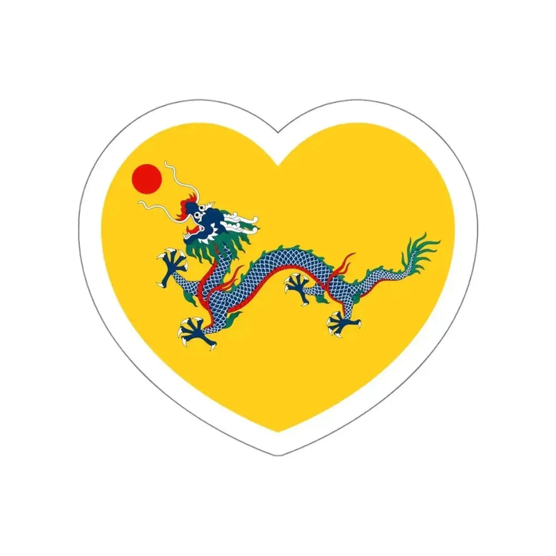 Heart Flag of China 1862-1912 - STICKER Vinyl Die-Cut Decal White Die-Cut 4 Inch - The Sticker Space