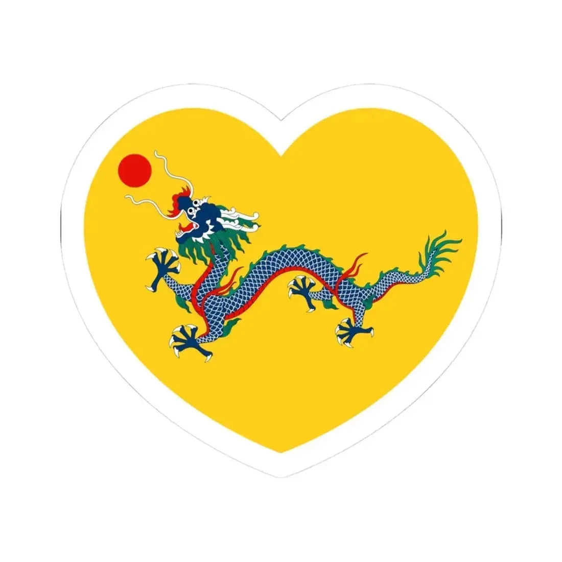 Heart Flag of China 1862-1912 - STICKER Vinyl Kiss-Cut Decal 3 Inch White - The Sticker Space