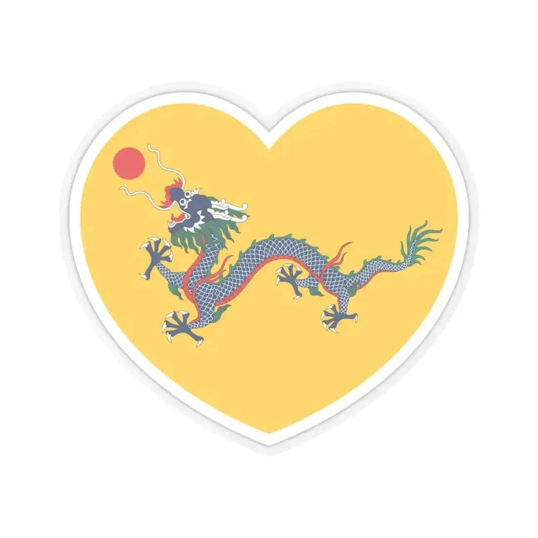 Heart Flag of China 1862-1912 - STICKER Vinyl Kiss-Cut Decal 4 Inch Transparent - The Sticker Space