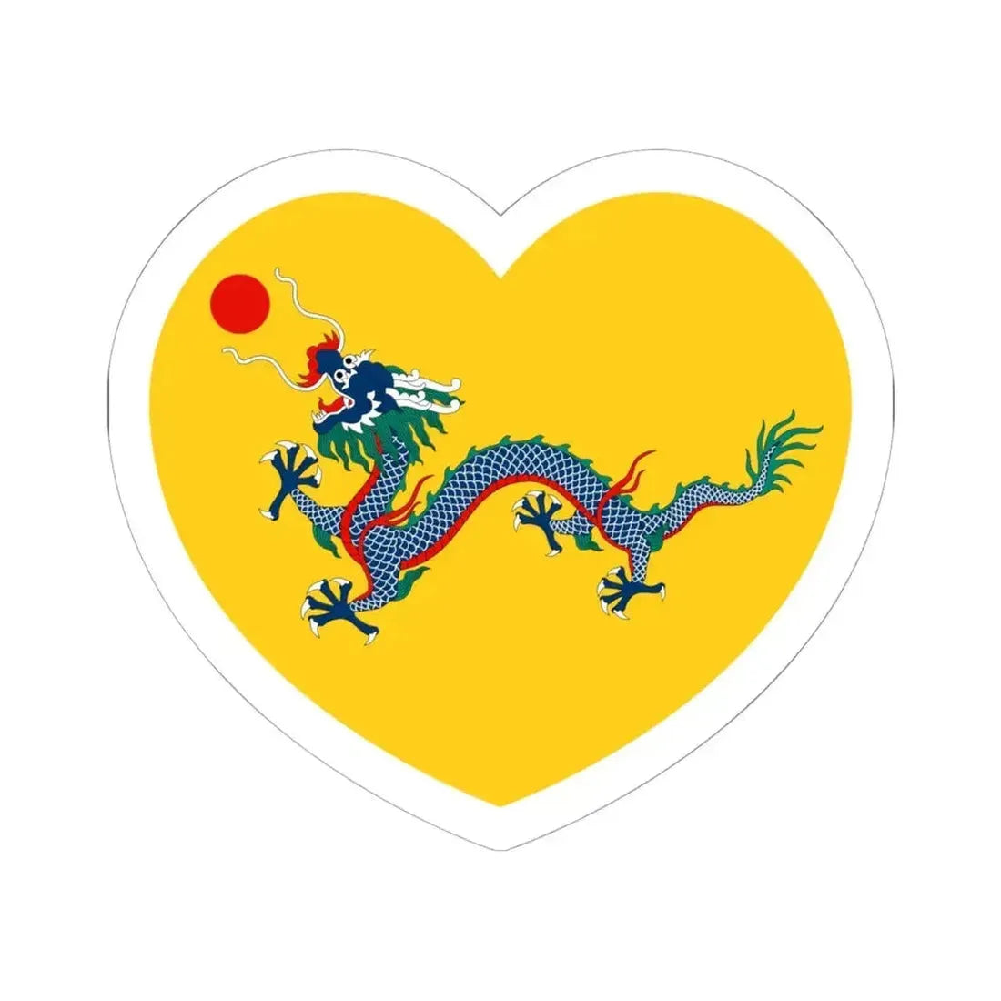 Heart Flag of China 1862-1912 - STICKER Vinyl Kiss-Cut Decal 6 Inch White - The Sticker Space