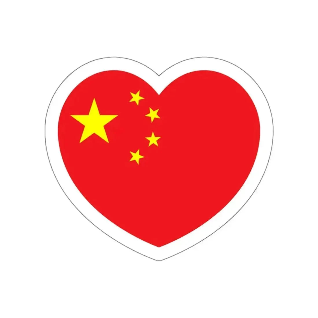 Heart Flag of China - STICKER Vinyl Die-Cut Decal White Die-Cut 6 Inch - The Sticker Space