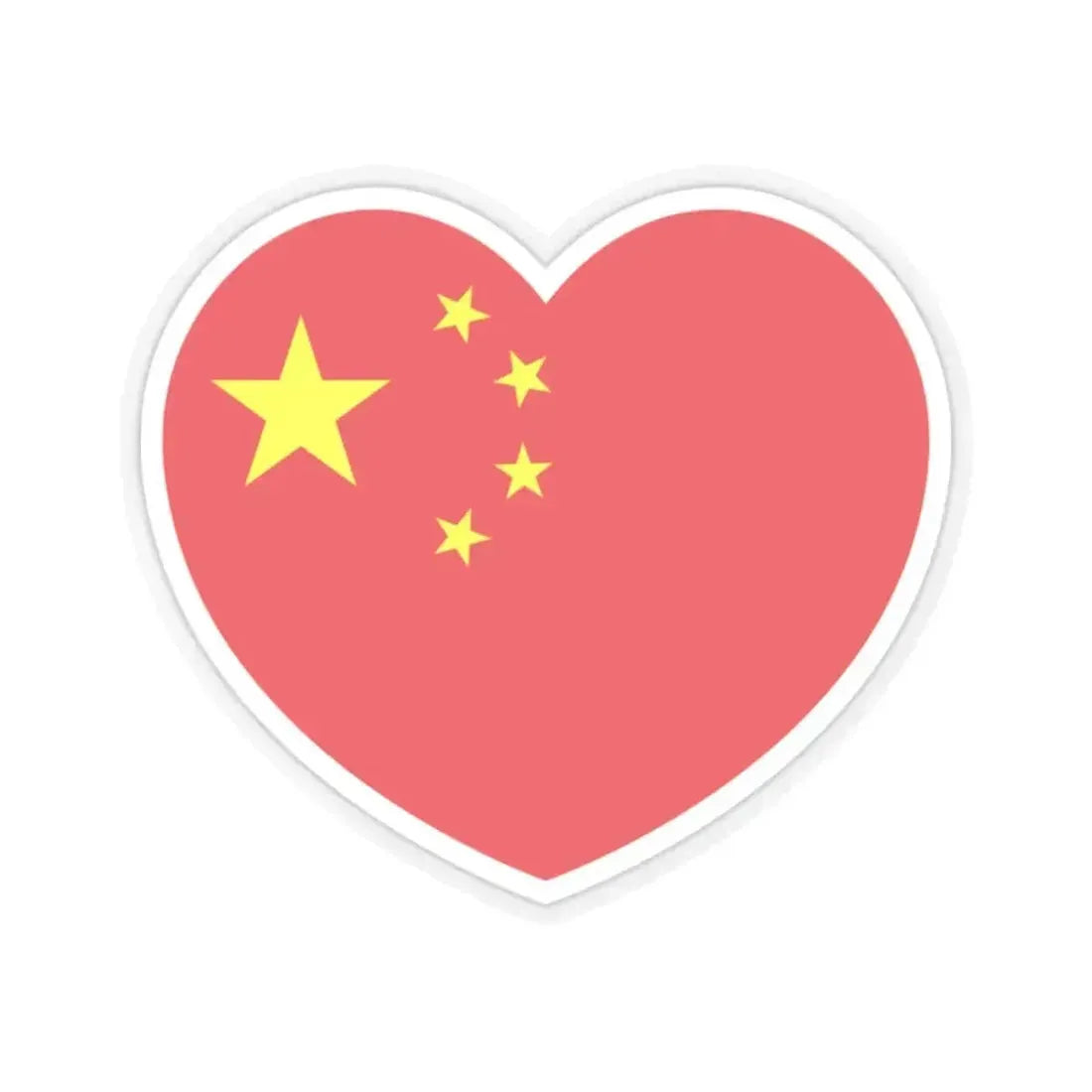 Heart Flag of China - STICKER Vinyl Kiss-Cut Decal 2 Inch Transparent - The Sticker Space