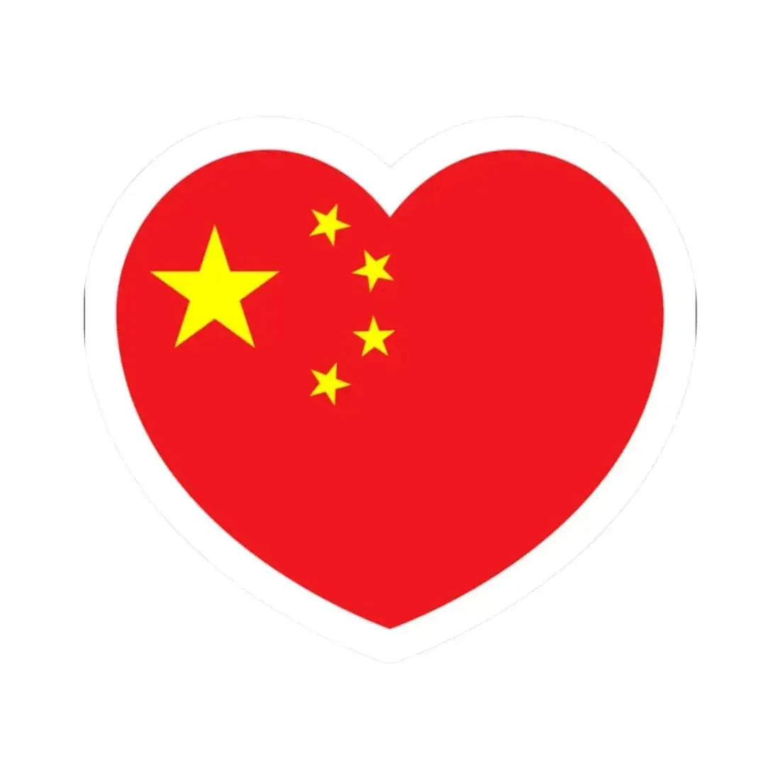 Heart Flag of China - STICKER Vinyl Kiss-Cut Decal 2 Inch White - The Sticker Space