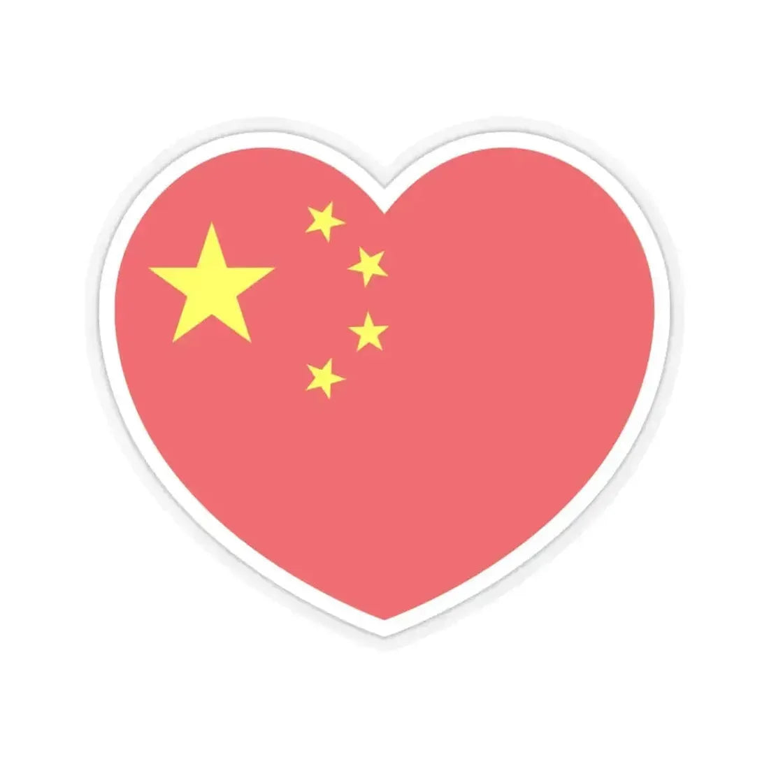 Heart Flag of China - STICKER Vinyl Kiss-Cut Decal 6 Inch Transparent - The Sticker Space