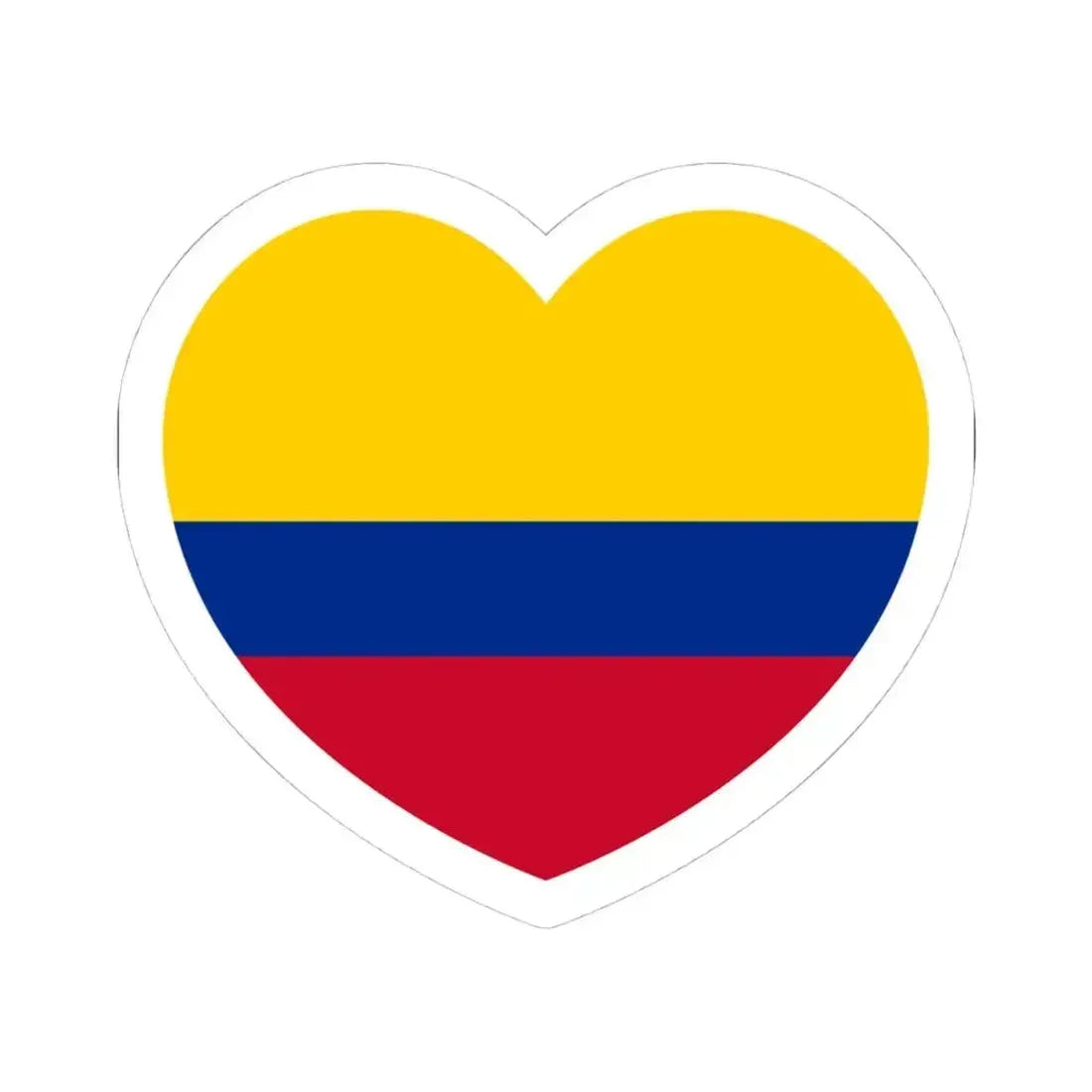 Heart Flag of Colombia - STICKER Vinyl Kiss-Cut Decal 4 Inch White - The Sticker Space