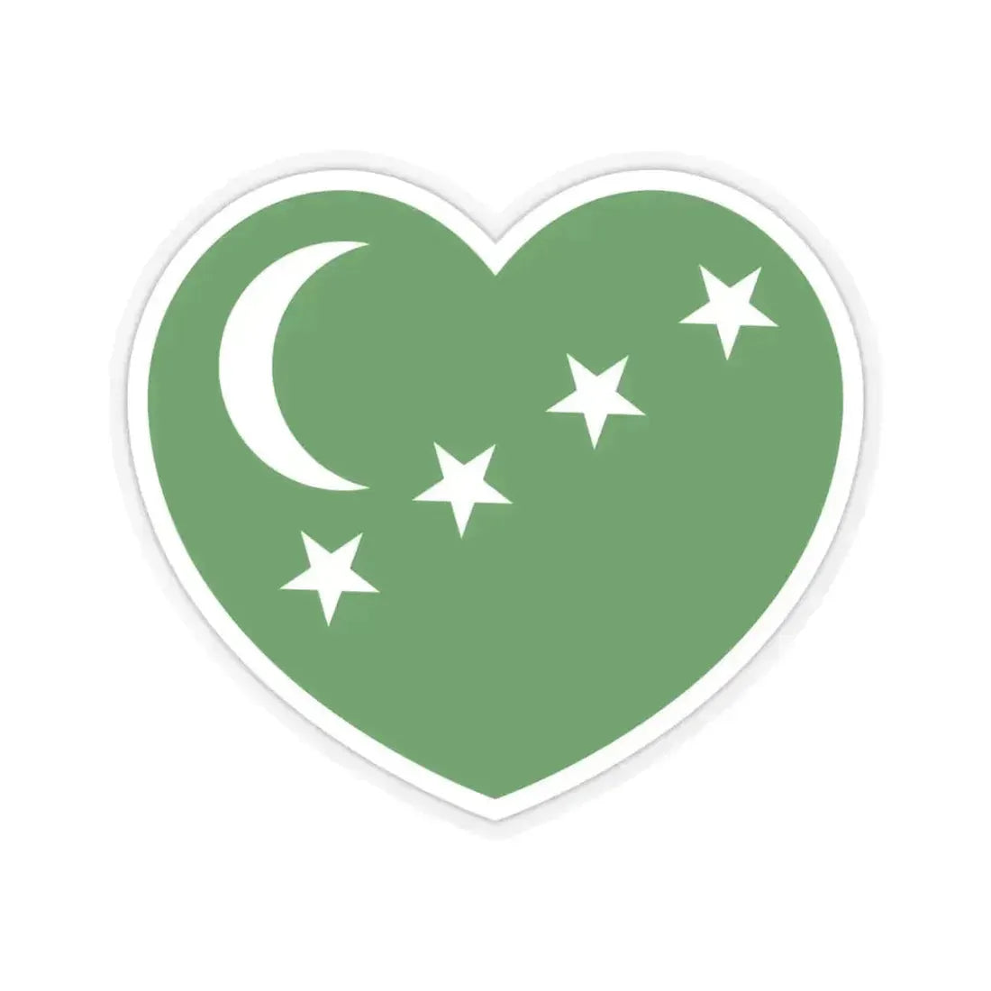 Heart Flag of Comoros 1963-1975 - STICKER Vinyl Kiss-Cut Decal 4 Inch Transparent - The Sticker Space