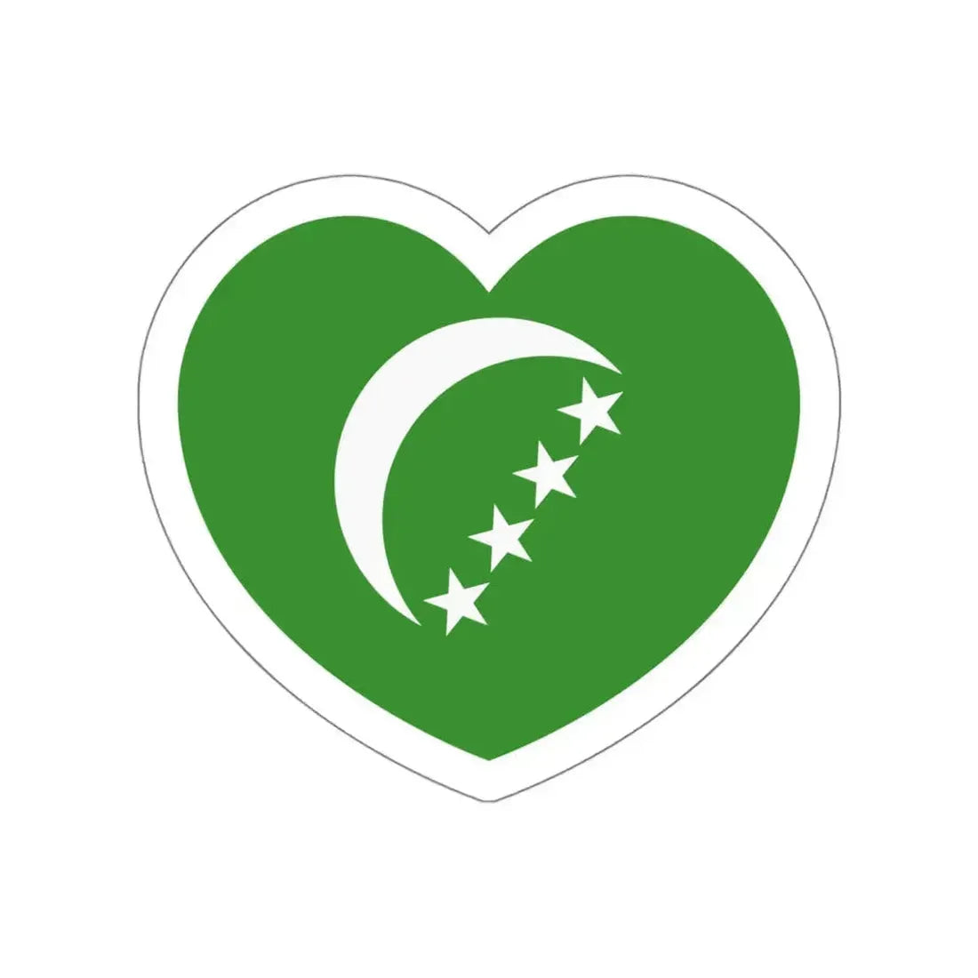 Heart Flag of Comoros 1978-1992 - STICKER Vinyl Die-Cut Decal White Die-Cut 5 Inch - The Sticker Space