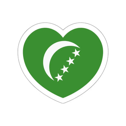 Heart Flag of Comoros 1978-1992 - STICKER Vinyl Die-Cut Decal White Die-Cut 5 Inch - The Sticker Space
