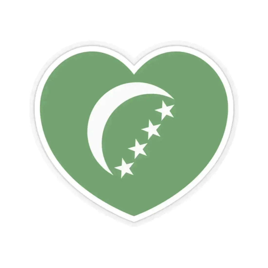 Heart Flag of Comoros 1978-1992 - STICKER Vinyl Kiss-Cut Decal 2 Inch Transparent - The Sticker Space