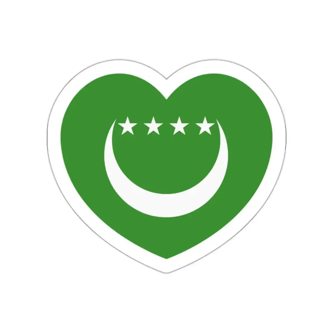 Heart Flag of Comoros 1992-1996 - STICKER Vinyl Die-Cut Decal White Die-Cut 2 Inch - The Sticker Space