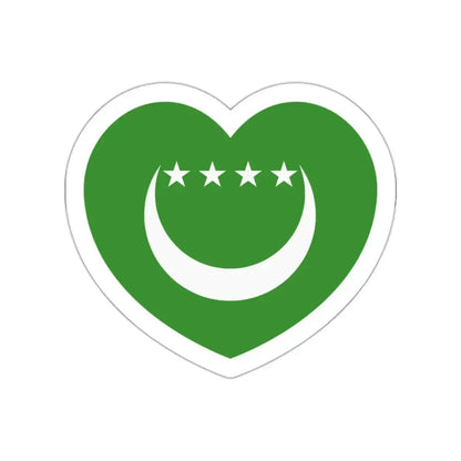 Heart Flag of Comoros 1992-1996 - STICKER Vinyl Die-Cut Decal White Die-Cut 2 Inch - The Sticker Space