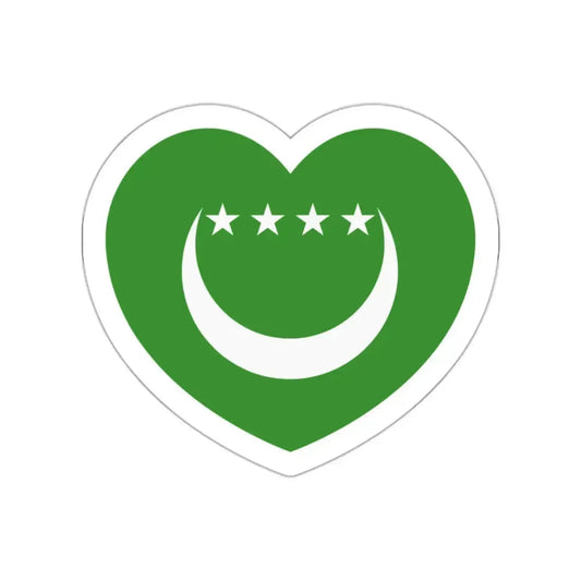 Heart Flag of Comoros 1992-1996 - STICKER Vinyl Die-Cut Decal White Die-Cut 2 Inch - The Sticker Space