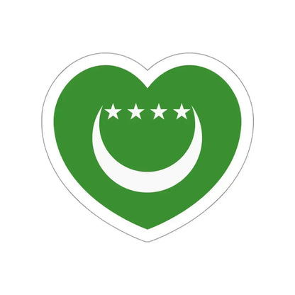 Heart Flag of Comoros 1992-1996 - STICKER Vinyl Die-Cut Decal White Die-Cut 3 Inch - The Sticker Space