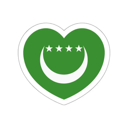 Heart Flag of Comoros 1992-1996 - STICKER Vinyl Die-Cut Decal White Die-Cut 4 Inch - The Sticker Space