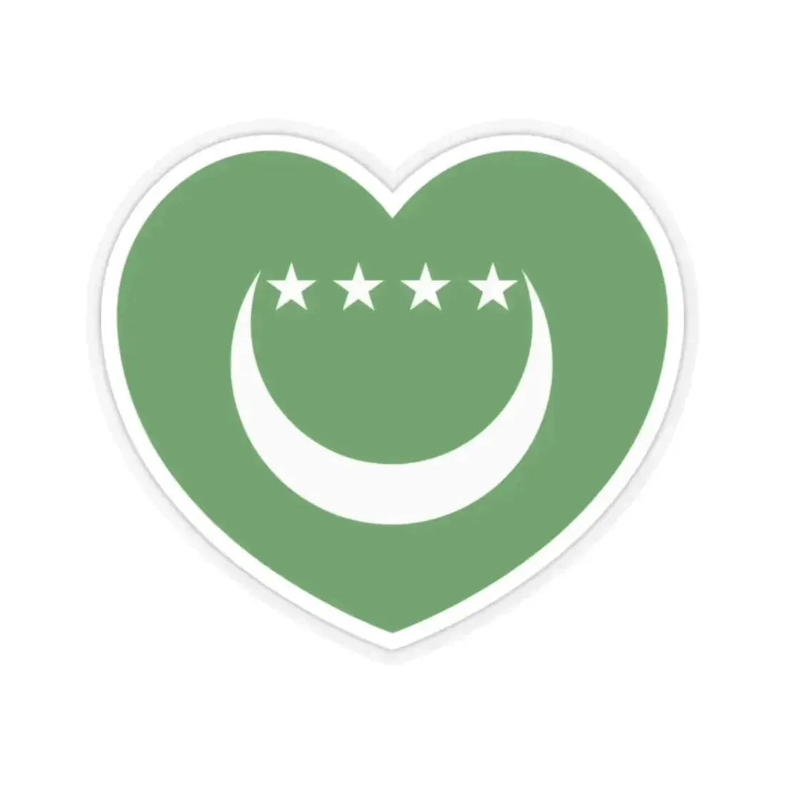 Heart Flag of Comoros 1992-1996 - STICKER Vinyl Kiss-Cut Decal 2 Inch Transparent - The Sticker Space