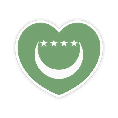 Heart Flag of Comoros 1992-1996 - STICKER Vinyl Kiss-Cut Decal 2 Inch Transparent - The Sticker Space