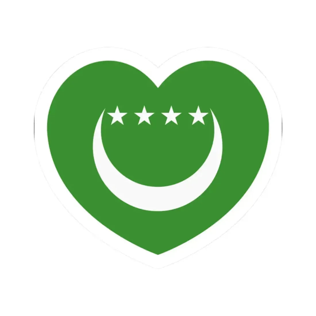 Heart Flag of Comoros 1992-1996 - STICKER Vinyl Kiss-Cut Decal 2 Inch White - The Sticker Space