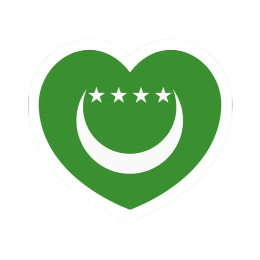 Heart Flag of Comoros 1992-1996 - STICKER Vinyl Kiss-Cut Decal 2 Inch White - The Sticker Space