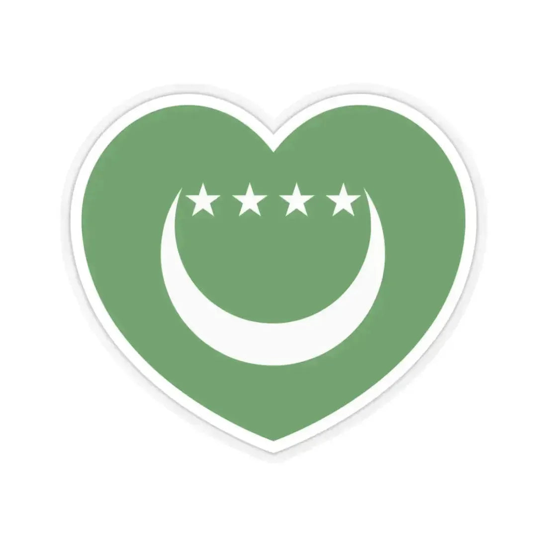 Heart Flag of Comoros 1992-1996 - STICKER Vinyl Kiss-Cut Decal 3 Inch Transparent - The Sticker Space