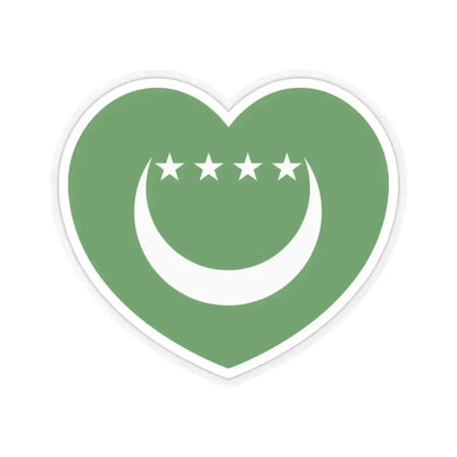 Heart Flag of Comoros 1992-1996 - STICKER Vinyl Kiss-Cut Decal 3 Inch Transparent - The Sticker Space