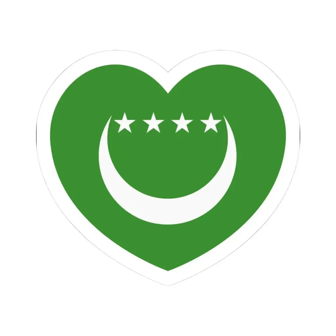 Heart Flag of Comoros 1992-1996 - STICKER Vinyl Kiss-Cut Decal 3 Inch White - The Sticker Space