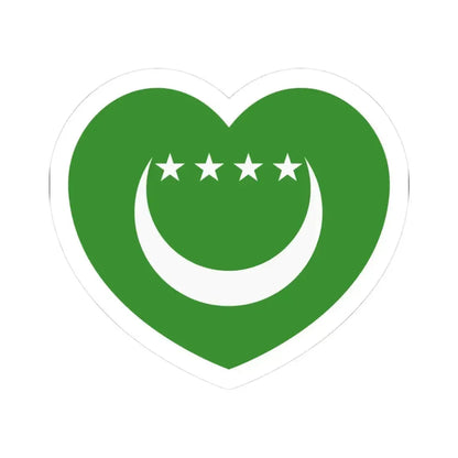 Heart Flag of Comoros 1992-1996 - STICKER Vinyl Kiss-Cut Decal 3 Inch White - The Sticker Space