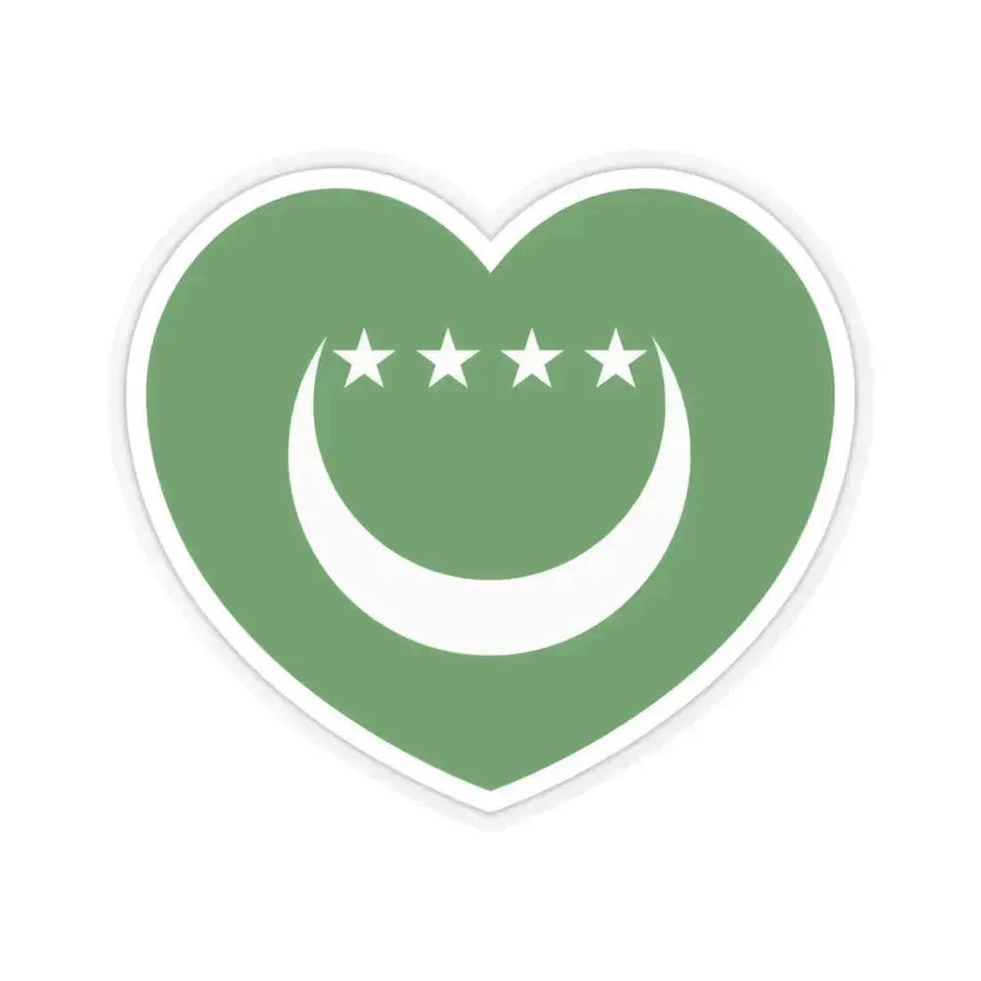 Heart Flag of Comoros 1992-1996 - STICKER Vinyl Kiss-Cut Decal 4 Inch Transparent - The Sticker Space