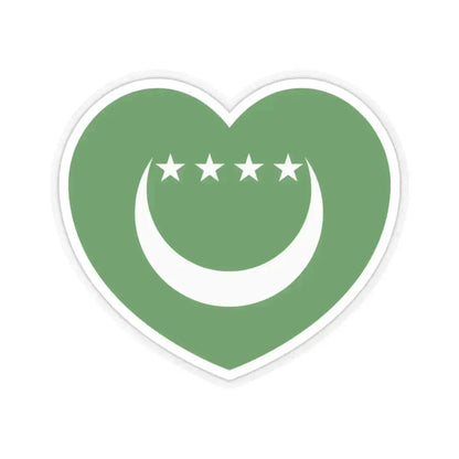 Heart Flag of Comoros 1992-1996 - STICKER Vinyl Kiss-Cut Decal 4 Inch Transparent - The Sticker Space