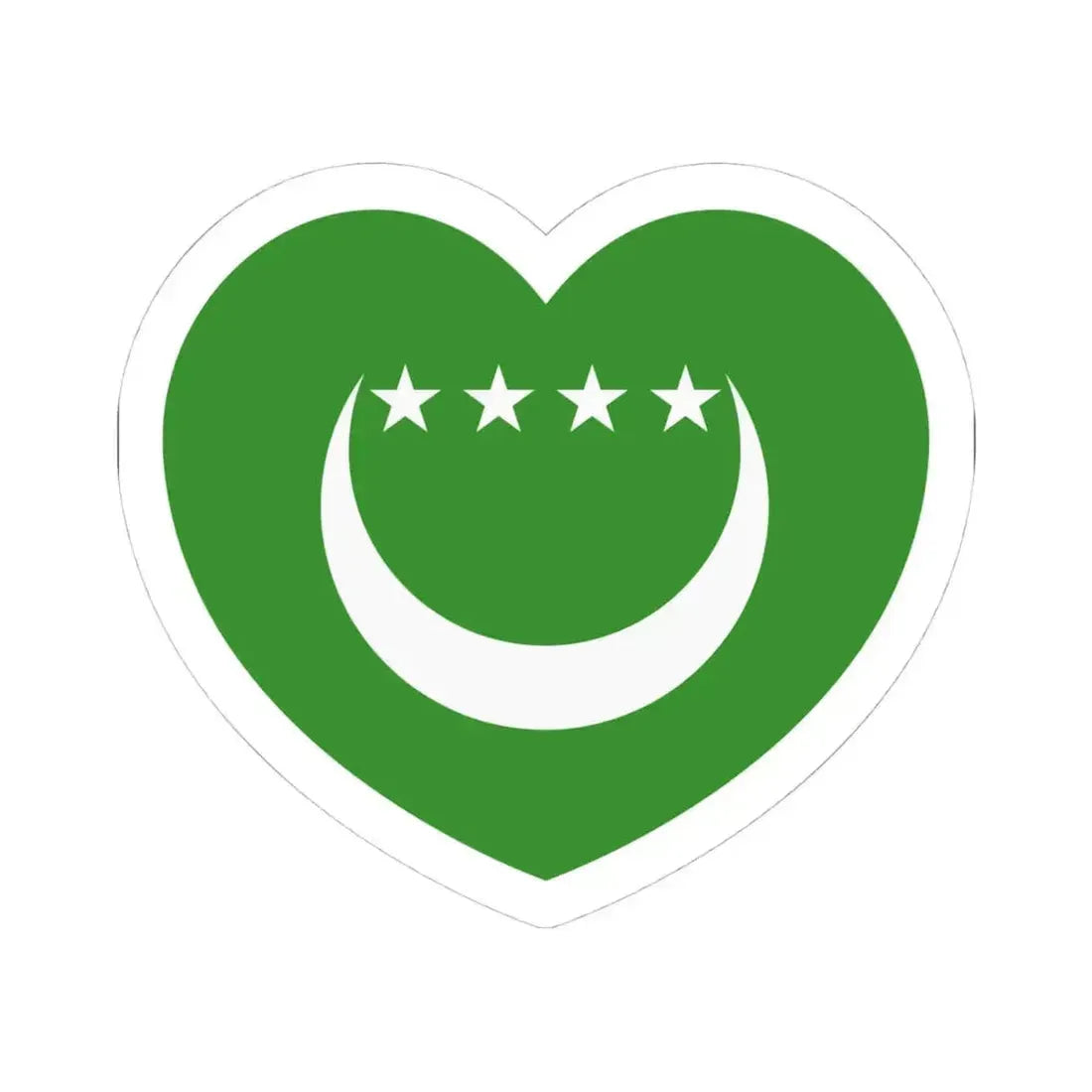 Heart Flag of Comoros 1992-1996 - STICKER Vinyl Kiss-Cut Decal 4 Inch White - The Sticker Space