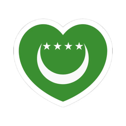 Heart Flag of Comoros 1992-1996 - STICKER Vinyl Kiss-Cut Decal 4 Inch White - The Sticker Space