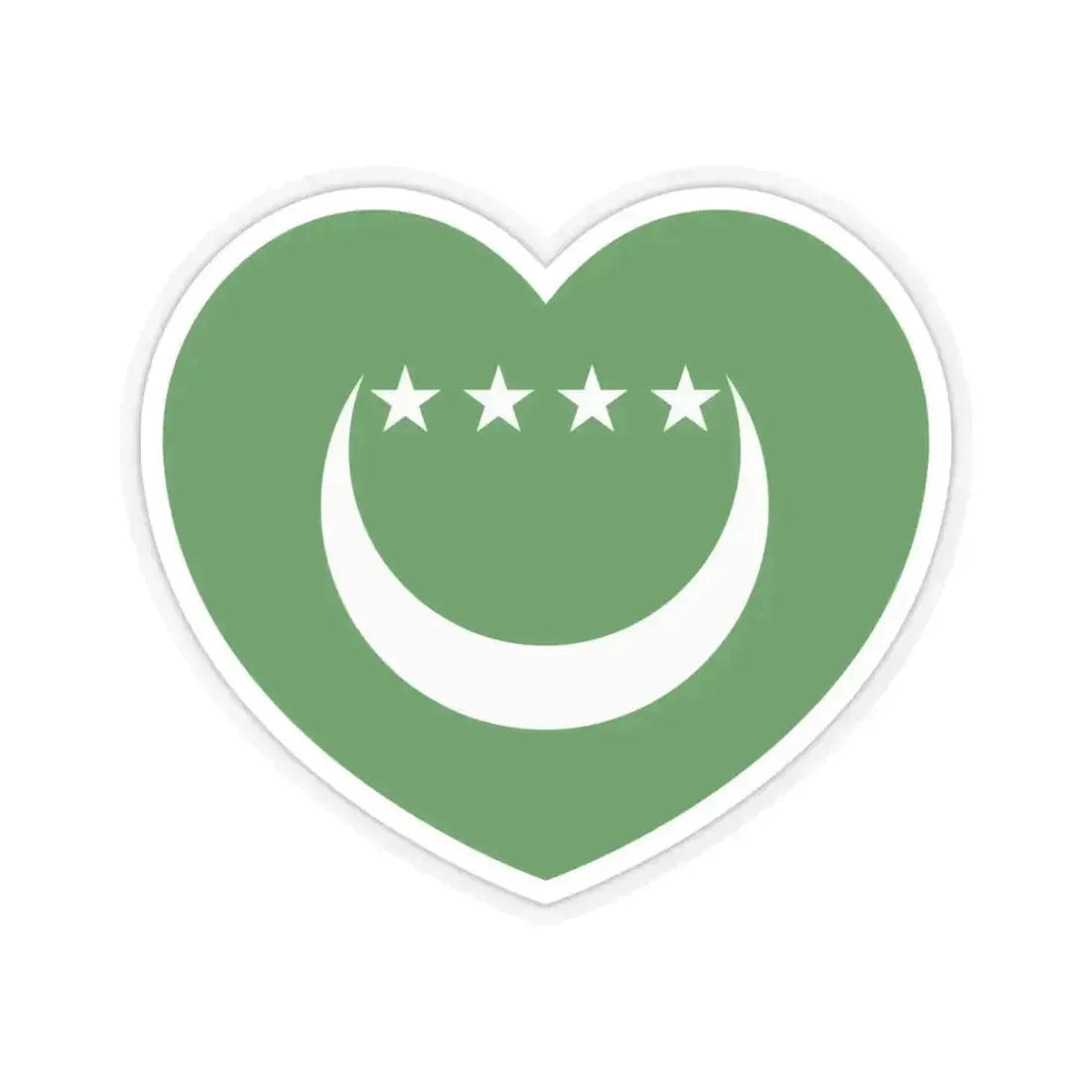Heart Flag of Comoros 1992-1996 - STICKER Vinyl Kiss-Cut Decal 6 Inch Transparent - The Sticker Space